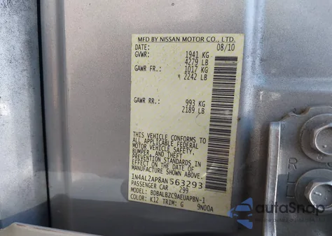 2010 Nissan Altima 2.5 S from USA, damaged, VIN 1N4AL2AP8AN563293